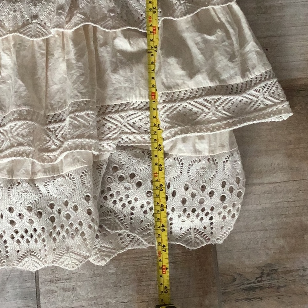 Small Size Anthropologie Tiered Ruffle Cream Lace Maxi Dress - Cecilia Prado - Picture 12 of 14